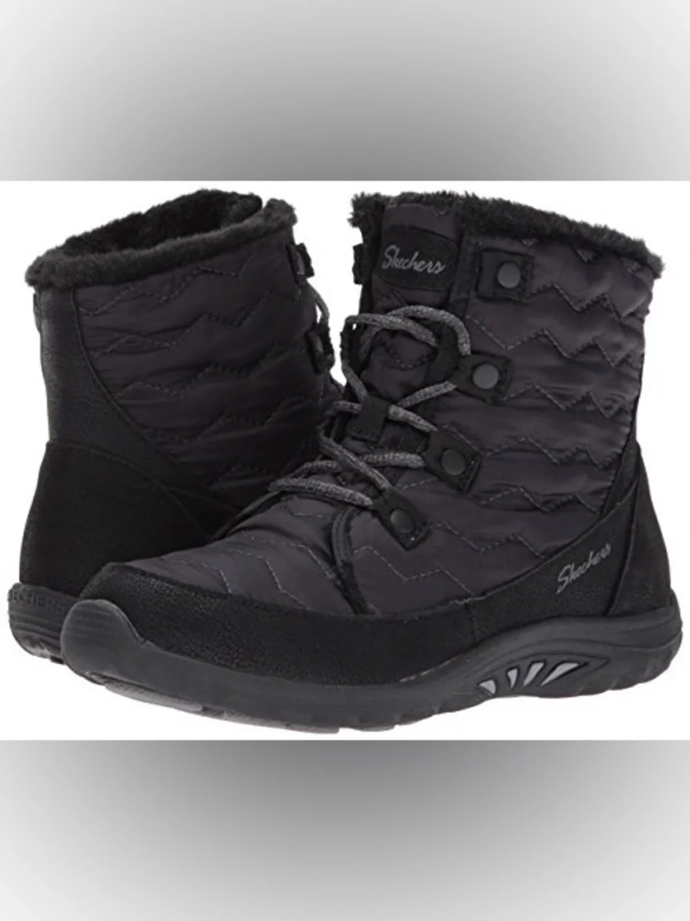 Skechers Women's Reggae Fest-Vector Ankle Bootie, Black, 10M US